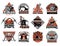 Coal mining industry isolated vector icons set