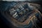 coal mining industry open pit mine aerial black