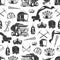 Coal mining, miner tools seamless pattern