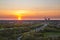 Coal Power Station And Motorway Sunset