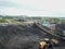Coal Stock pile at mining port, aerial View