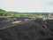 Coal Stock pile at mining port, aerial View