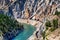 Coal train navigates the eroding Thompson River Canyon