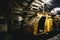 Coal transport train in underground coal mine