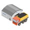 Coal transportation icon isometric vector. Dump truck with coal near hangar icon