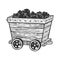 Coal trolley sketch vector illustration