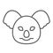 Coala head thin line icon. Cute australian animal face simple silhouette. Animals vector design concept, outline style