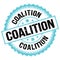 COALITION text on blue-black round stamp sign