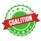 COALITION text on red green ribbon stamp