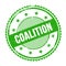 COALITION text written on green grungy round stamp