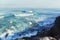 Coast of the Atlantic Ocean, raging waves hitting the shore, the surf. Casablanca, Morocco