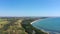 The coast of the Azov Sea. Aerial view of the coastline