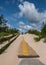 Coast of Baltic sea with wooden path