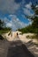 Coast of Baltic sea with wooden path