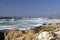 Coast of California: rocks, ocean and blue sky