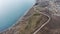 Coast of the Crimea peninsula, rocky mountains, aerial view of the Novy Svet sea resort, mountain serpentine