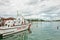 Coast guard boat and harbor in Ischia island, Italy