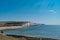 The Coast Guard Cottages and Seven Sisters Chalk Cliffs just outside Eastbourne, Sussex, England, UK.