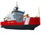 Coast Guard Icebreaker ship 3D rendering Concept of industrial ice breaking watercraft on white background