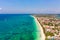 The coast of the island of Boracay. White beach and clear sea. Seascape with a beautiful coast in sunny weather.