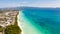 The coast of the island of Boracay. White beach and clear sea. Seascape with a beautiful coast in sunny weather.