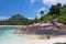 Coast of island in tropics. Baie Lazare, Mahe, Seychelles