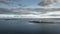 Coast and lighthouse Lange Erik in the north of the island of Öland in the east of Sweden from above during sunset