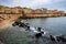 Coast line of Ortigia island at city of Syracuse, Sicily, Italy