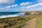 Coast path Watergate Bay North Cornwall England UK Cornish between Newquay and Padstow