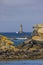 Coast with Phare du Four near Argenton in Brittany, France