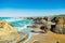 Coast of Portugal, ocean, sand and rocks