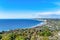 Coast of San Diego California with view of peaceful blue ocean and tranquil sky