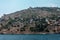 The coast of the sea. Beautiful cliffs over the blue . the wall of the fortress, the ancient city of Alanya, view from