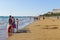 Coast of Side in Turkey beaches of hotels with resting tourists