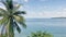 The coast of Thailand on a sunny day, a lonely fishing boat on the shore of the blue sea in sunny weather, calm sea