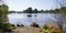 Coast view shore of Hostens lake in gironde