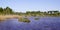 Coast view water natural blue of Hostens lake in gironde