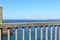 Coast with wooden viewpoint and cliff. Ribadeo, Spain.