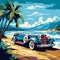 Coastal Adventure: Vintage Convertible Drive along the Shore