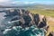 Coastal aerial view at Kerry Cliffs in Portmagee Ireland Wild Atlantic Way seen by drone