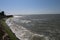 Coastal barrier hit by waves of sea water