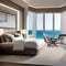 A coastal, beachfront bedroom with light, airy decor, seashell accents, and panoramic ocean views2