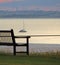 Coastal bench and yacht