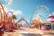 Coastal carnival with colorful Ferris wheel and. Generative ai