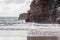 Coastal cliff fronts where the land meets the sea. Wharariki Beach