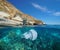 Coastal cliff jellyfish underwater Mediterranean