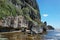 Coastal cliff on the sea shore of Rurutu island