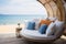 Coastal comfort zone Luxury deck with beach view and plush pillows offers relaxation