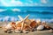 Coastal Delights: Seashells and starfish on Sandy Beach - Generative AI