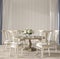 Coastal design wedding room interior with dining table. Mock up white wall in beautiful house background. Hampton style